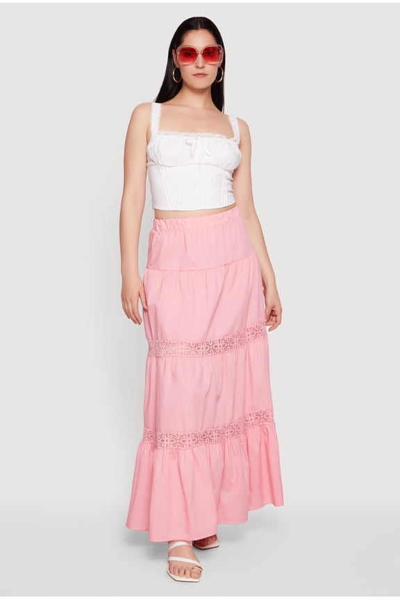 Women's Lace Trim Milkmaid Bustier Crop Top