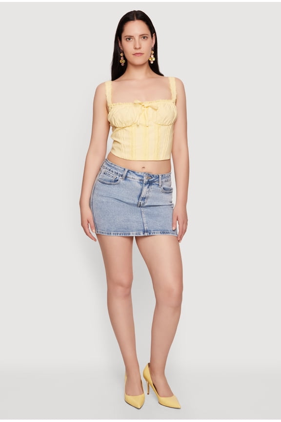 Women's Lace Trim Milkmaid Bustier Crop Top