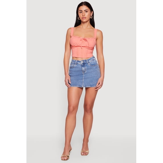 Women's Lace Trim Milkmaid Bustier Crop Top