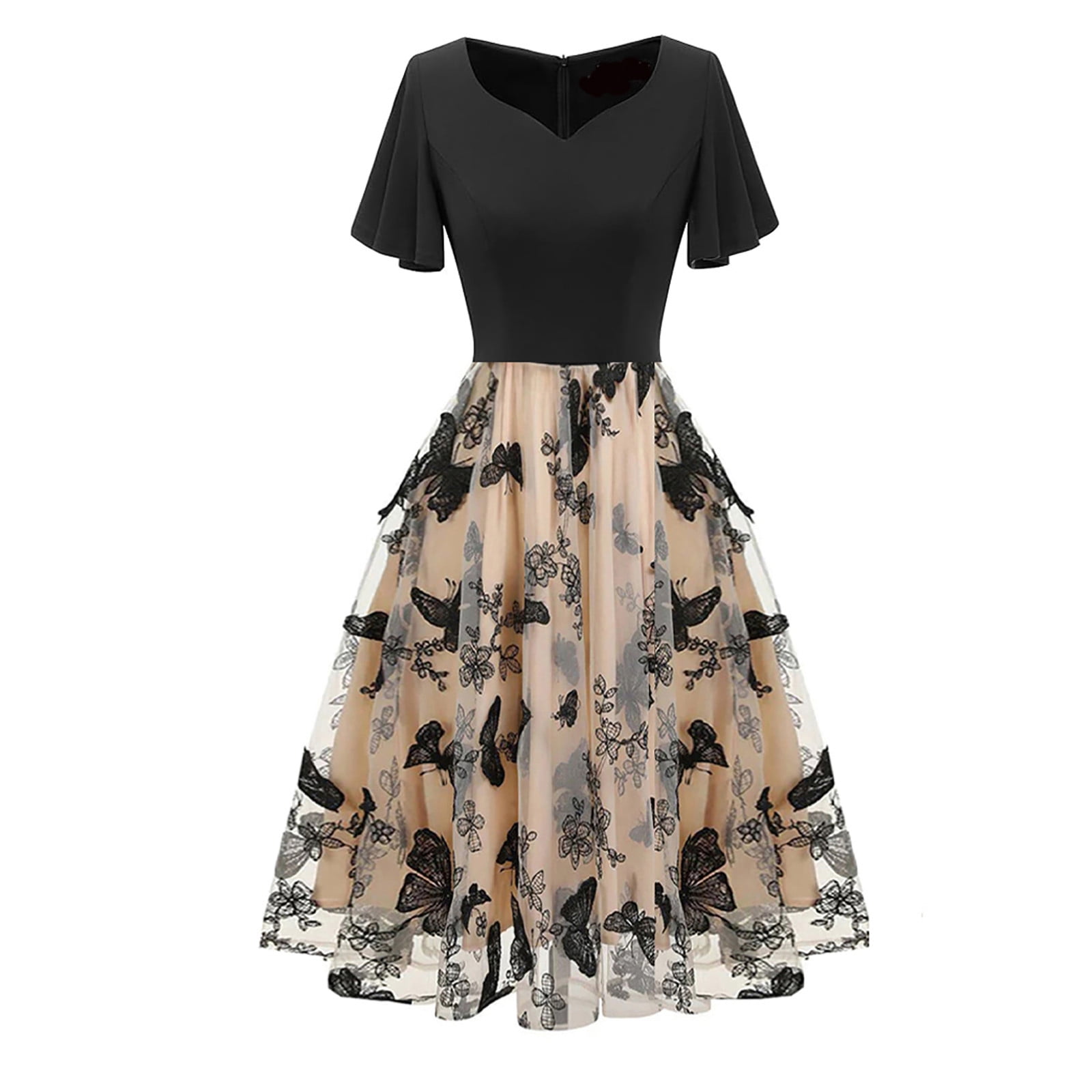 Women's Lace Trim Peter Pan Collar 1950s Vintage Dress Long Women's Lace Trim Peter Pan Collar 1950s Vintage Dress Long