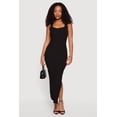thumbnail image 1 of Women's Lace Trim Ribbed Knit Midi Dress with Side Slit, 1 of 3