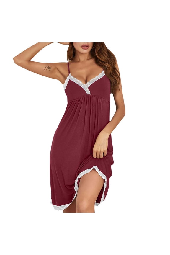 Women's Lace Trim Robe Spaghetti Strap Sleeveless Sleepwear Relaxed Fit Comfort Casual Robe Flowy Pajama Top Loungewear