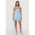 thumbnail image 1 of Women's Lace Trim Ruffle Tiered Strapless Mini Dress, 1 of 3