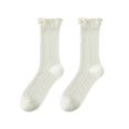 thumbnail image 1 of Women's Lace Socks Ruffle Pointelle Knit Crew Socks Soft Cozy for Daily Wear, 1 of 5