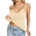 thumbnail image 1 of Women's Lace Trim V Neck Camisole Spaghetti Strap Sleeveless Tank Top Slim Fitted Stretch Cami Tops Going Out Cute Shirts, 1 of 7