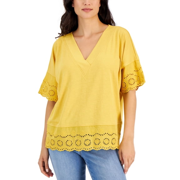 Women's Lace-Trimmed Tunic Honey Glaze 2XL