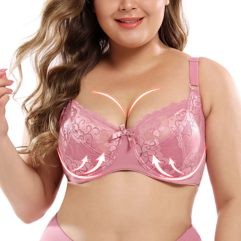 Women's Lace Ultra-thin Non Pads Plus Size Underwire Bra D/E Cup