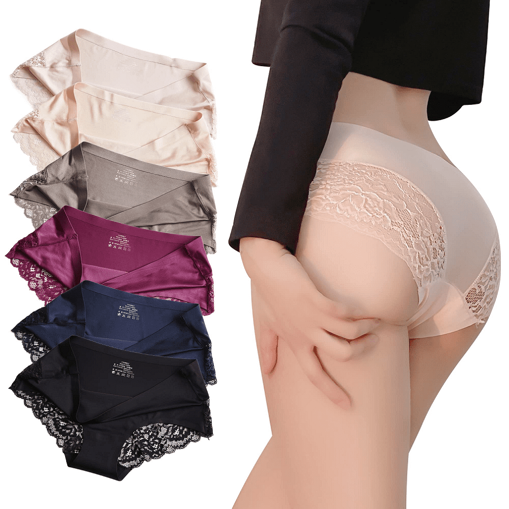 Agnes Orinda Women's Underwear Stretch Packs Lace High Rise Comfort Briefs  All Nude Small