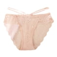 thumbnail image 1 of Women's Lace Underwear High Waisted Panties Breathable Full Coverage Briefs with Slim Belt, Beige, Large, 1 of 3