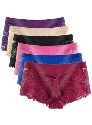 6 Pack of Women Hipster Panties Floral Lace Boyshorts Cheeky