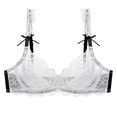 thumbnail image 1 of Women's Lace Underwire Bra Full Coverage Lace Bralette Everyday Balconette Bra(White,34C), 1 of 6