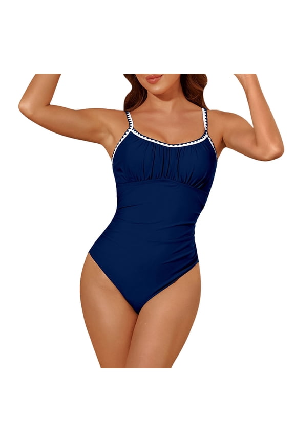 Women's Lace Underwire Swimsuit - Collar Design, Pleated, Nylon Spandex - Fashion Swimwear
