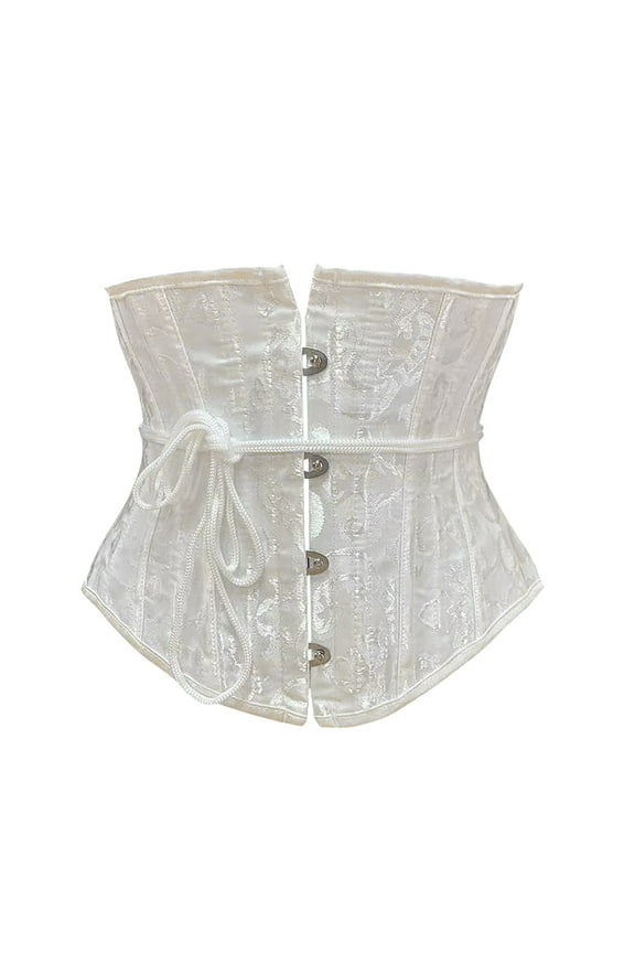Women's Lace Up Boned Jacquard Brocade Waist Training Underbust Corset