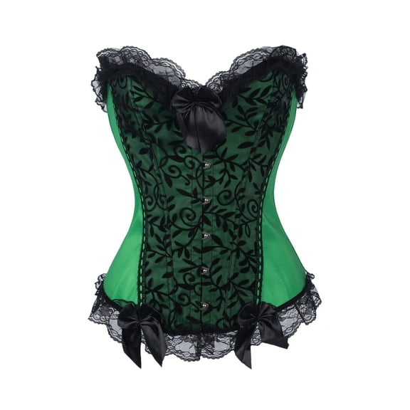 Women's Lace Up Boned Overbust Corset Bustier Bodyshaper Top