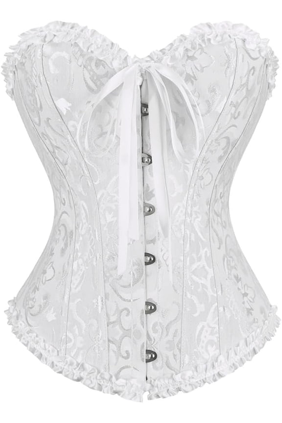 Women's Lace Up Boned Overbust Corset Bustier Lingerie Bodyshaper Top-S