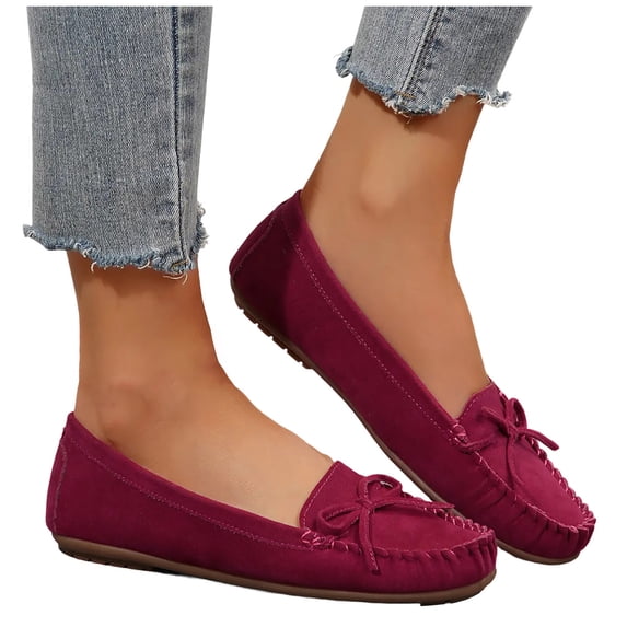 Women's Lace-Up Bow Indoor & Outdoor Slip On Round Head Loafers Shoes for Women Business Flats Shoes Dressy Casual Walking Lightweight Flats