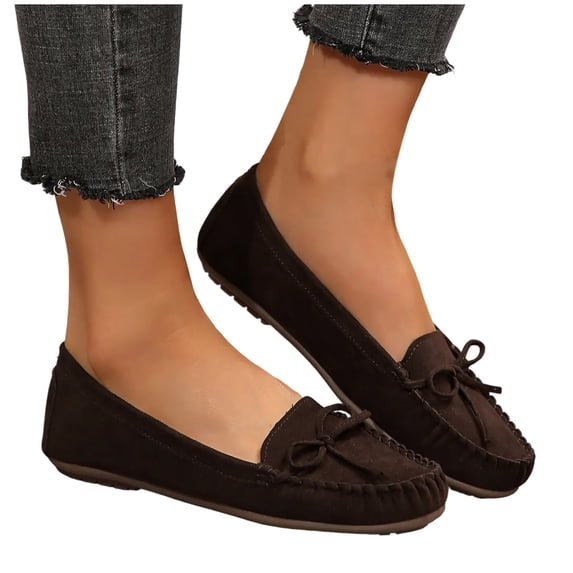 Women's Lace-Up Bow Indoor & Outdoor Slip On Round Head Loafers Shoes for Women Business Flats Shoes Dressy Casual Walking Lightweight Flats