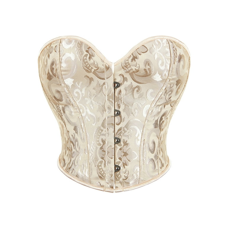 Women s Lace Up Bustier Corset Flower Print Vintage Underbust Corset
