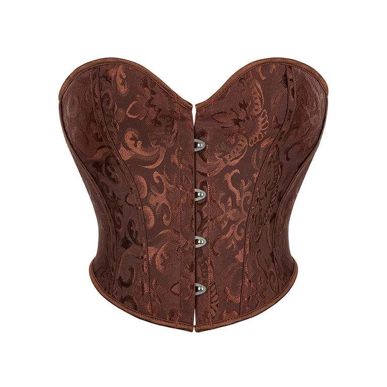 Women s Lace Up Bustier Corset Flower Print Vintage Underbust Corset