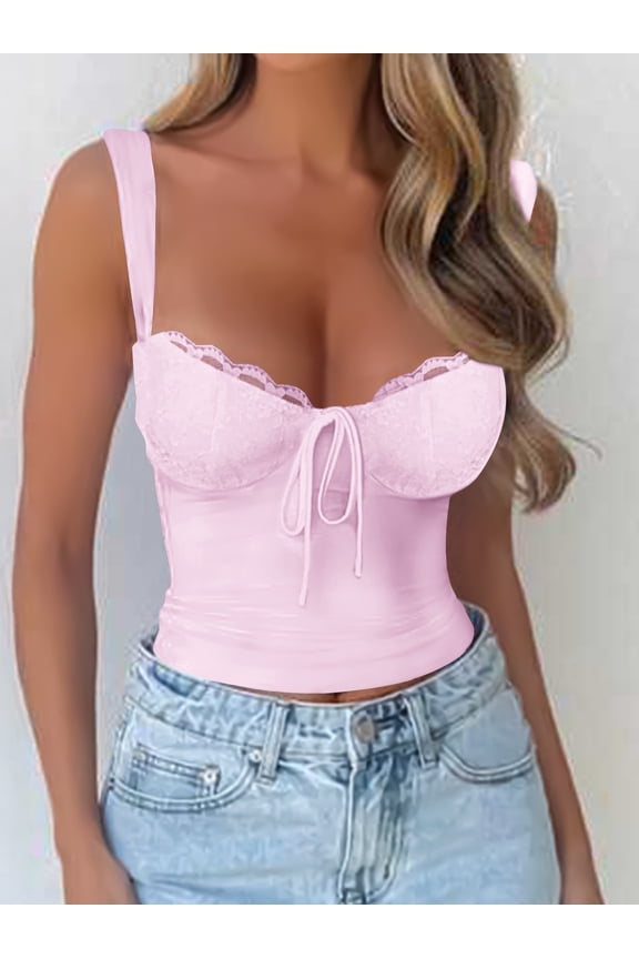 Women's Lace Up Cami Corset Tops Cold Shoulder Zip Side Ties Back Sexy Going Out Bodyshaper Bustier Top