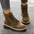 thumbnail image 1 of Women's Lace Up Combat Ankle Boots Fashion Low Chunky Heel Lug Sole Fall Heeled Booties Shoes, 1 of 9