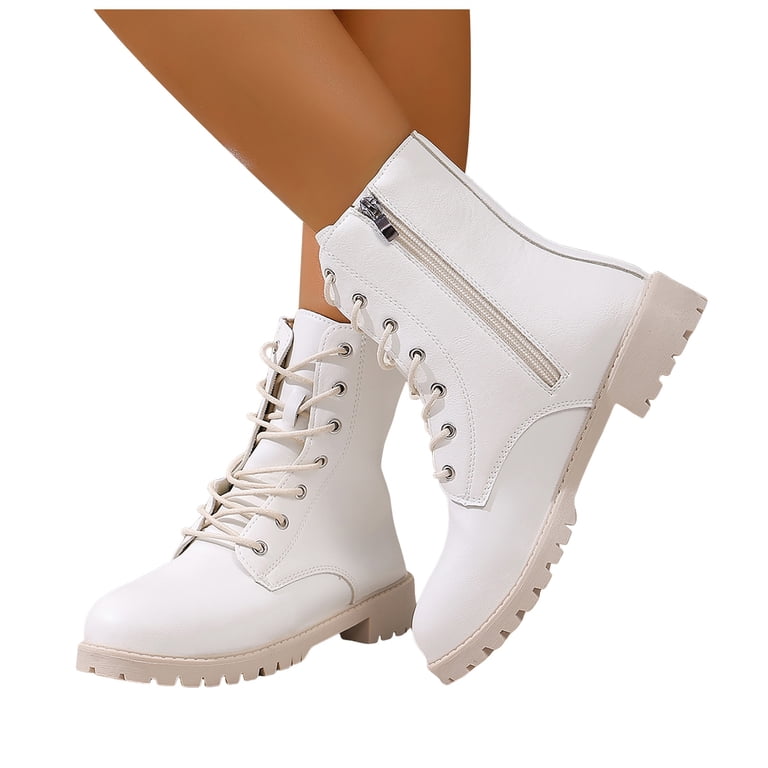 women's winter white dress boots Lace Up Flat Combat Slip On Leather Ankle Boots Block Low Heel Mid Calf Riding Boots Size 9 Italian Size:50 IT Party/Cocktail Short A'GACI Dresses brand:MAGDA BUTRYM Flats and so on
