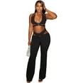 thumbnail image 1 of Women's Lace-Up Halter Sleeveless Super-Short Vest Tops & Pants, Hollow Out, Metal Decoration, Solid Color, Sexy, 2pcs Set, 1 of 16