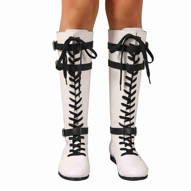 Medieval Renaissance Slouch Knee High Boots Pirate Cosplay Lace Up Costume Boots Unisex Faux Leather Pirate Boots: Fold-over Cuff, LARP  main image 3