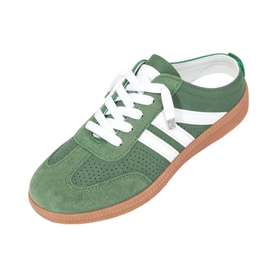 Women's Lace-Up Low-Top Mule Sneakers Breathable Casual Shoes Commute Footwear Comfortable Walking Shoes Retro Style Fashion Trainers Chunky Gum Sole Platform Slip-On Sneakers Barefoot Work, 43