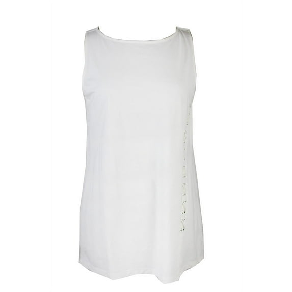 Women's Lace-Up Ponte Sleeveless Tank Top Shirt (Medium, Herbal Milk)