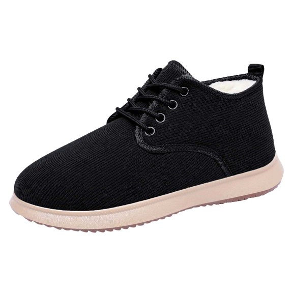 Women's Lace Up Snow Boots Fleece Lined Warm Winter Versatile Ankle Booties Breathable Non Slip Casual Cotton Shoes Black Size 6.5