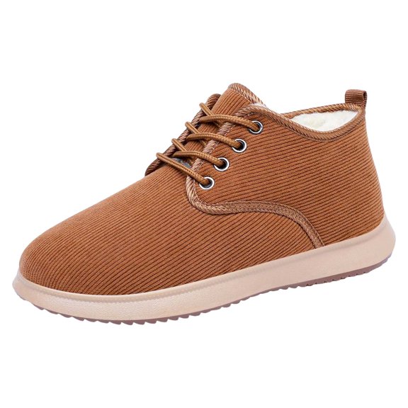 Women's Lace Up Snow Boots Fleece Lined Warm Winter Versatile Ankle Booties Breathable Non Slip Casual Cotton Shoes Brown Size 8