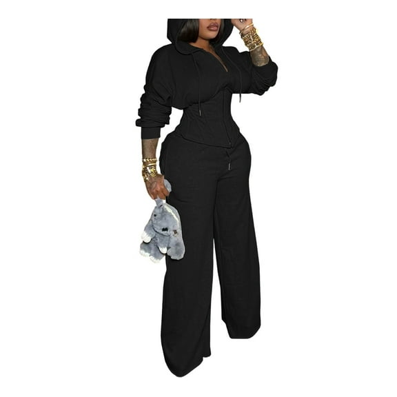 Women’s Lace-Up Waist Two-Piece Set with Boning Support Trendy Casual Outfit Slimming Fit Top & Pants Matching Set Fashion Streetwear Chic Daily Wear