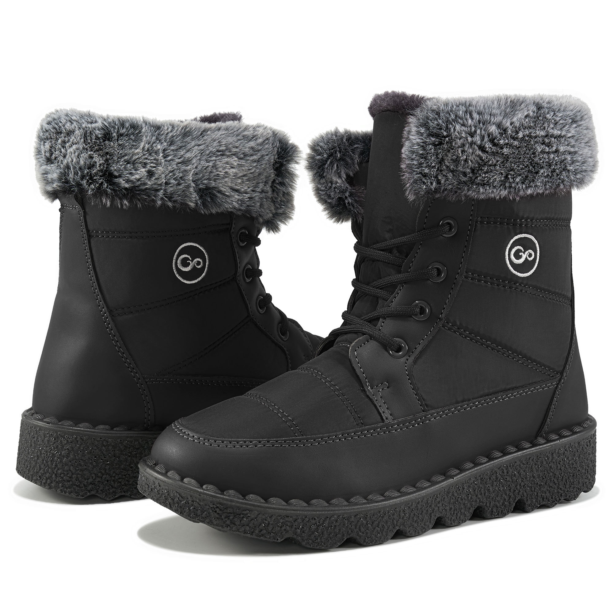Women's Lace Up Winter Boots Warm Faux Fur Lined Ladies Snow Boots