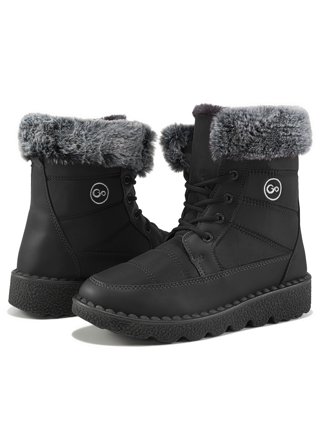 Top Nylon Faux Fur Lined Lace Up Boots