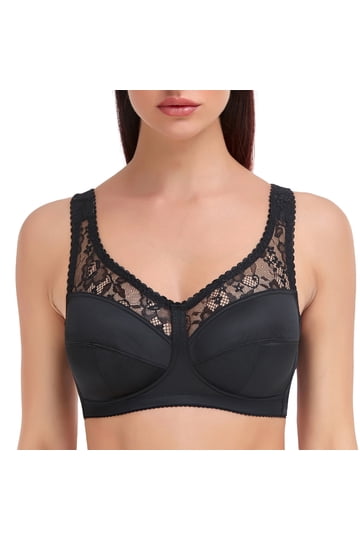 TELIMUSSTO Women's Bras Sexy Full Coverage Plus Size Underwire Non Padded Minimizer 32-DD Black at Women's Clothing store