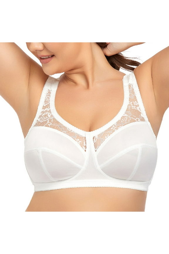 Women's Lace Wirefree Bra Full Figure Plus Size Lift Support Unlined Minimizer 42G