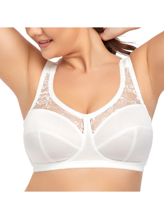 Women's Lace Wirefree Bra Full Figure Plus Size Lift Support Unlined Minimizer 50DDD