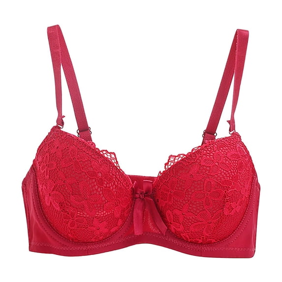 Women's Lace Wirefree Support Bra, Ladies Gathered Push up Lingerie, Full Cup Sleeping Brassiere