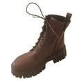 thumbnail image 1 of Women's Lace-up Chunky Lug Sole Platform Low Heel Combat Ankle Boots with Side Zipper Women's Combat Ankle Boots, Lace-up Platform Chunky Heel Booties with Side Zipper, 1 of 4