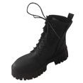 thumbnail image 1 of Women's Lace-up Chunky Lug Sole Platform Low Heel Combat Ankle Boots with Side Zipper Women's Combat Ankle Boots, Lace-up Platform Chunky Heel Booties with Side Zipper, 1 of 10