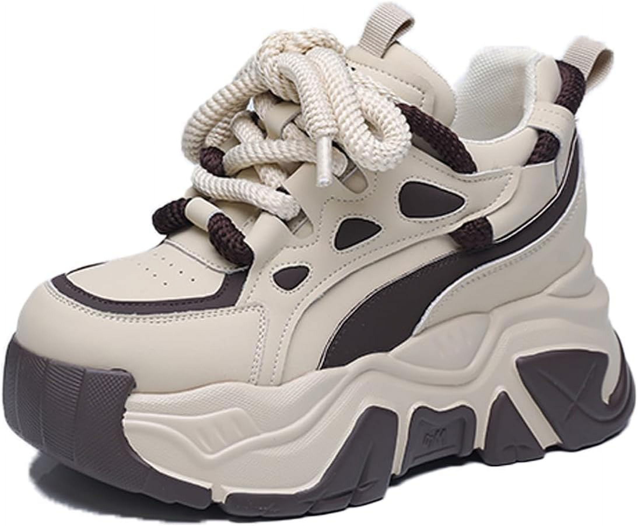 スニーカー Danyel Casual Lace-Up Puffy Platform Sneakers Women's Lace-up Chunky Platform Casual Sneakers,Fashion