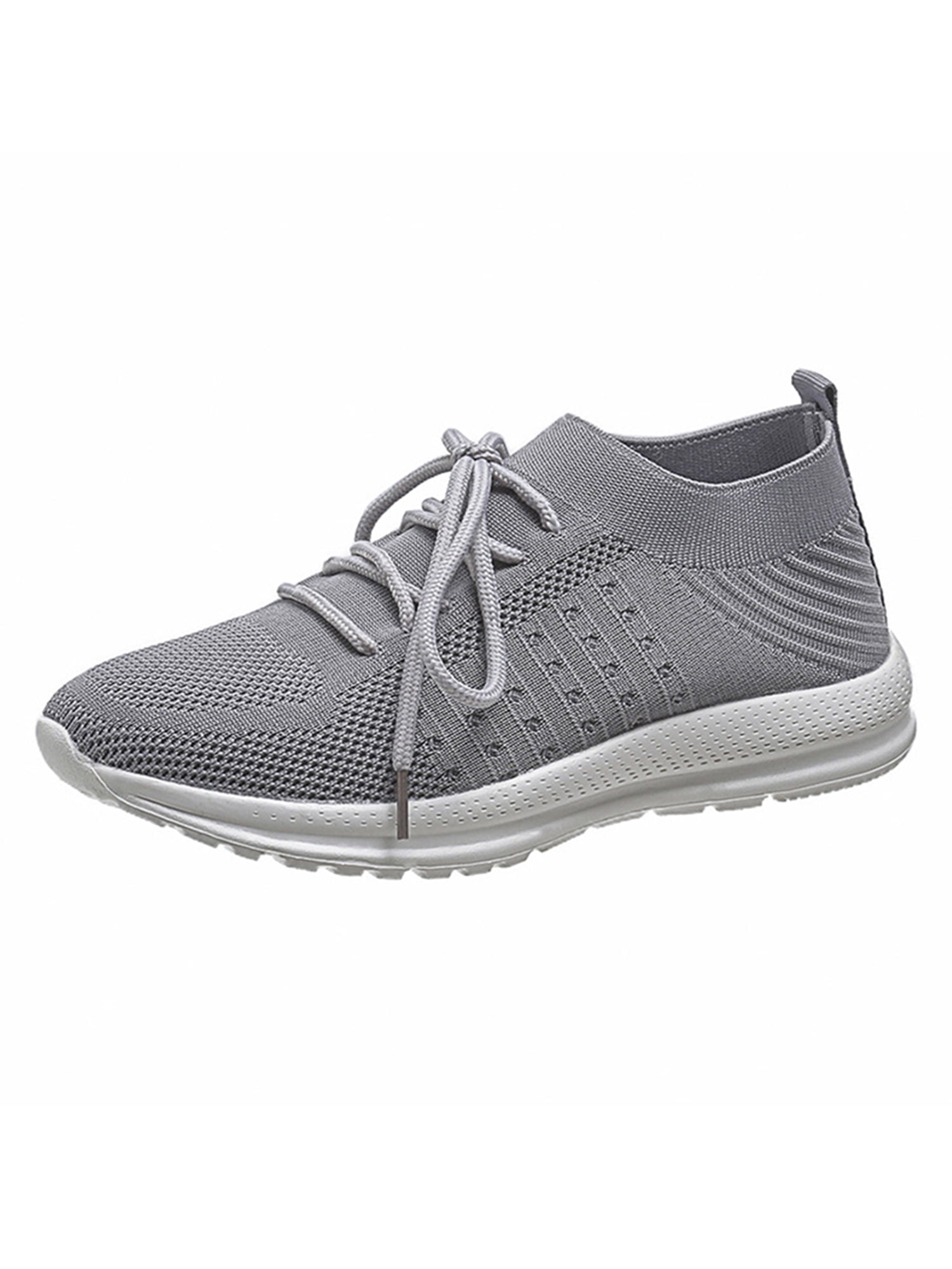 Women s Lace up White Sneakers Running Shoes Wide Fit Non slip Trainers US 9 Comfort Walmart
