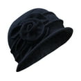 thumbnail image 1 of Women's Ladies Elegant Wool Flower Hat Winter Vintage Cloche Bucket Cap, 1 of 2