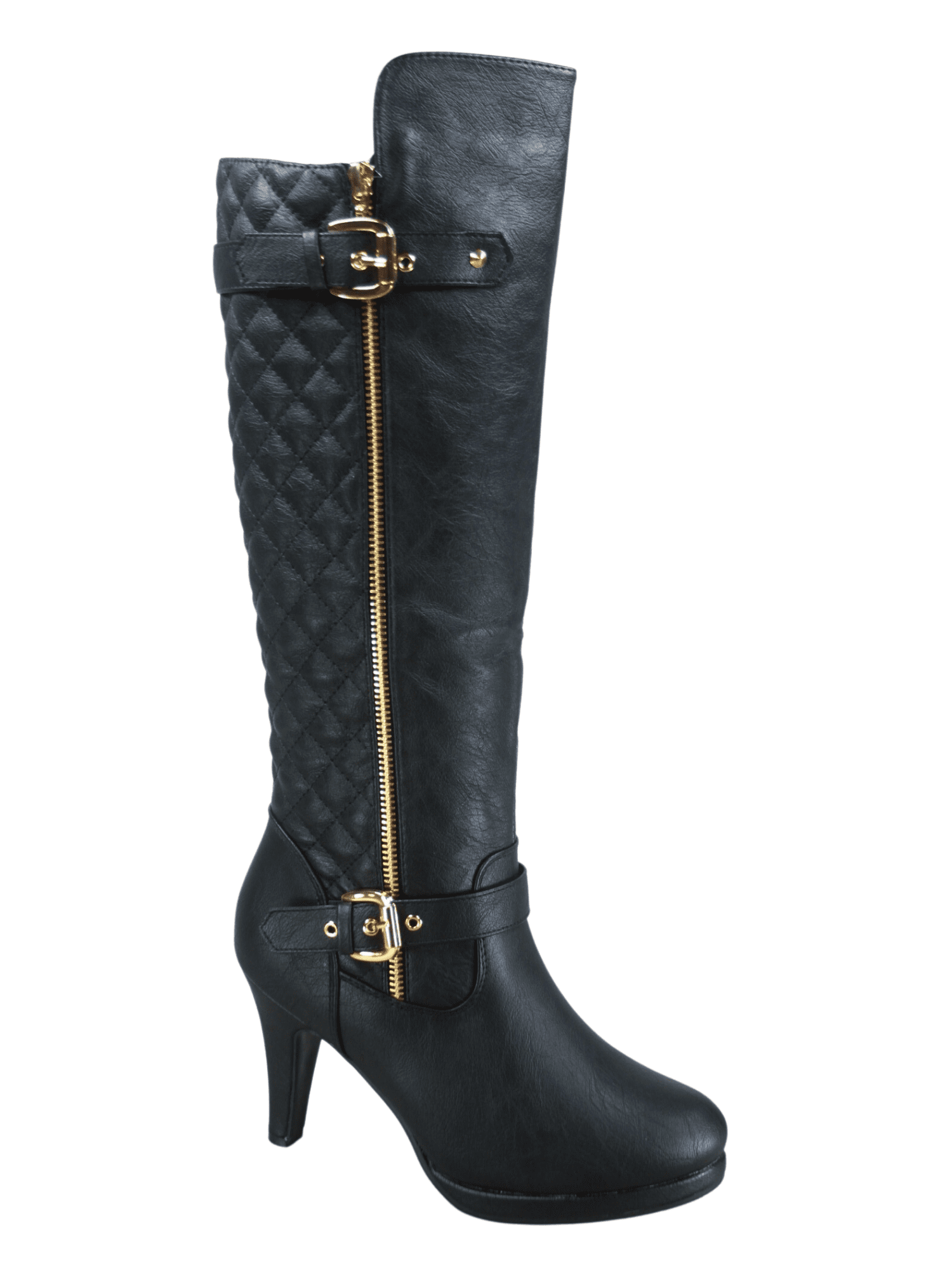 Women's Ladies Fashion High Heel Zip Round Toe Casual Dress Heel Boots