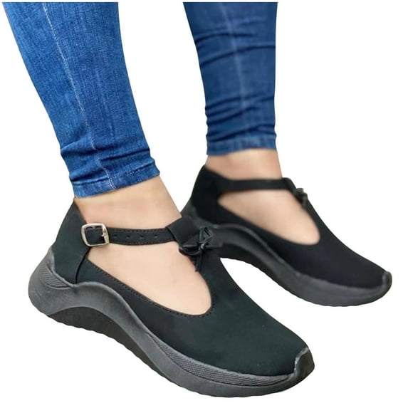 Women's Ladies Shoes Casual Daily Buckle Closed Toe Platform Sneakers