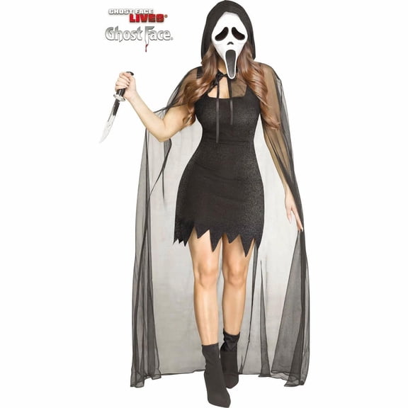 Women's Lady Black Ghost Face 30th Anniversary Costume | Scream Costumes