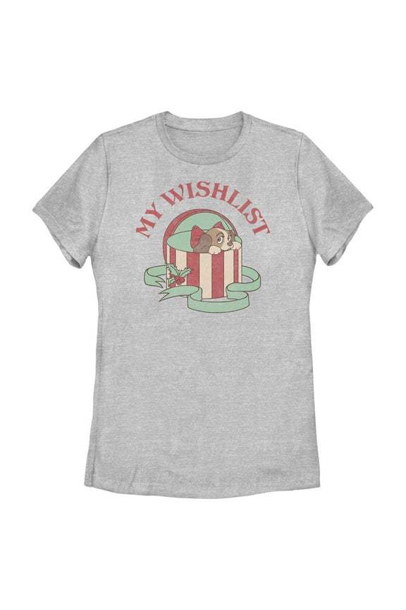Women's Lady and the Tramp Christmas My Wishlist Graphic Tee Athletic Heather Medium
