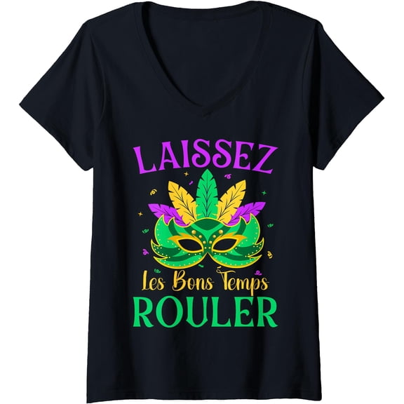 Women’s Laissez Les Bon Temps Rouler Funny Party 2025 Tee New Orleans Shirt, Mardi Gras Krewe, Fleur De Lis Top