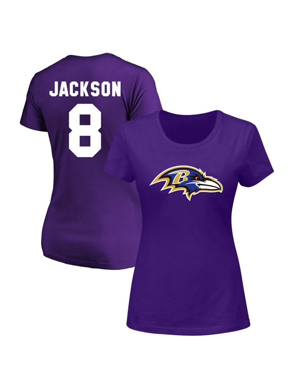 Women's Fanatics Lamar Jackson Purple Baltimore Ravens Plus Size Name & Number V-Neck T-Shirt